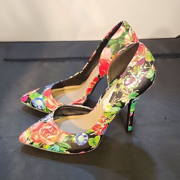 JUSTFAB FLORAL MULTI D'ORSAY HIGH HEEL PUMPS S2 - Picture 14 of 16